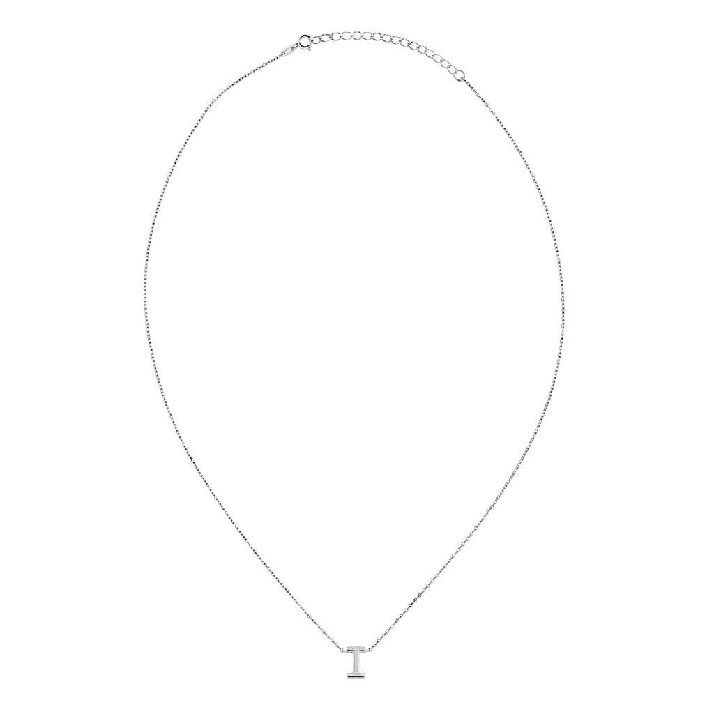 Collar Letra I Plata .925 con Baño de Rodio