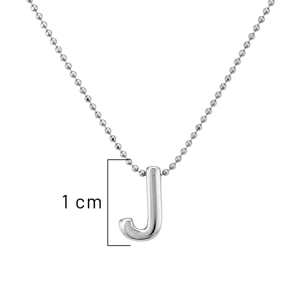 Collar Letra J Plata .925 con Baño de Rodio