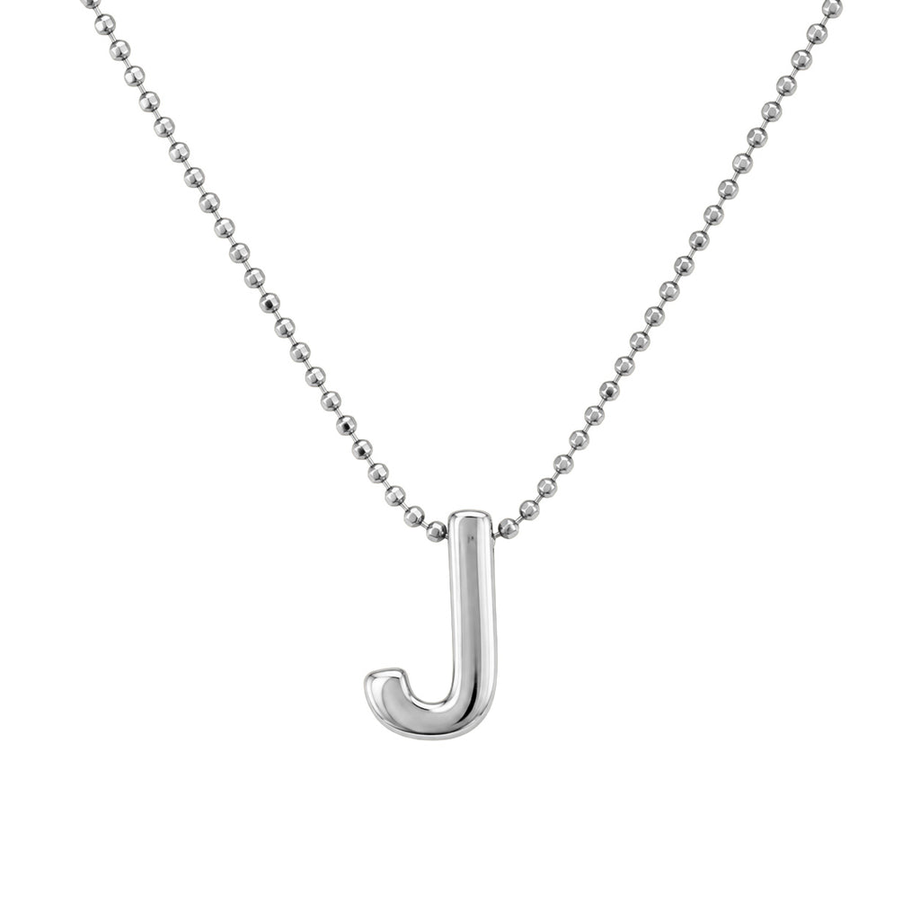 Collar Letra J Plata .925 con Baño de Rodio