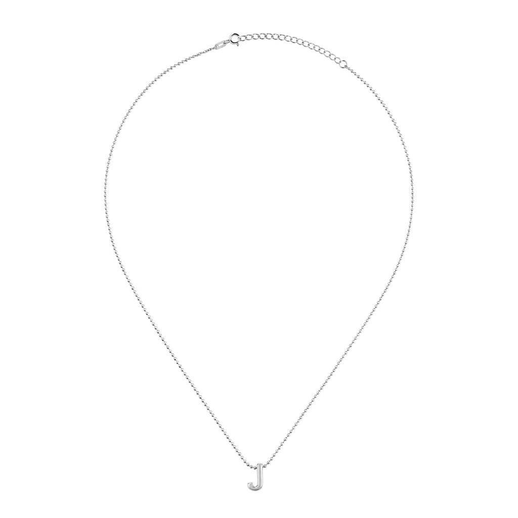 Collar Letra J Plata .925 con Baño de Rodio