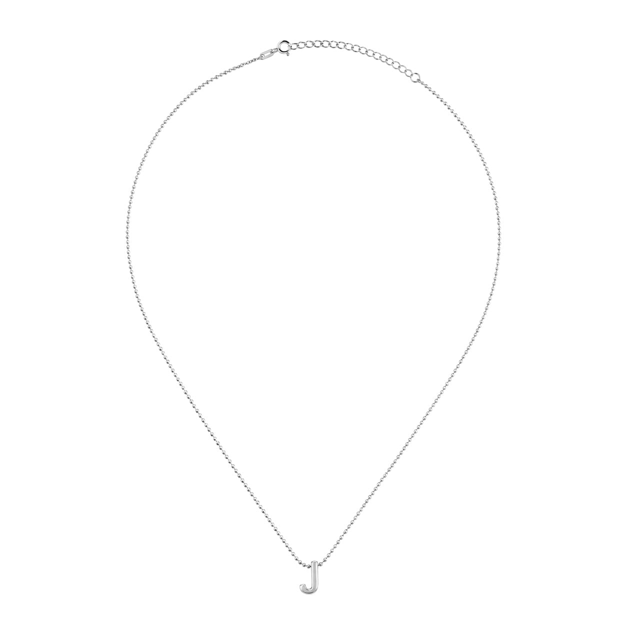 Collar Letra J Plata .925 con Baño de Rodio