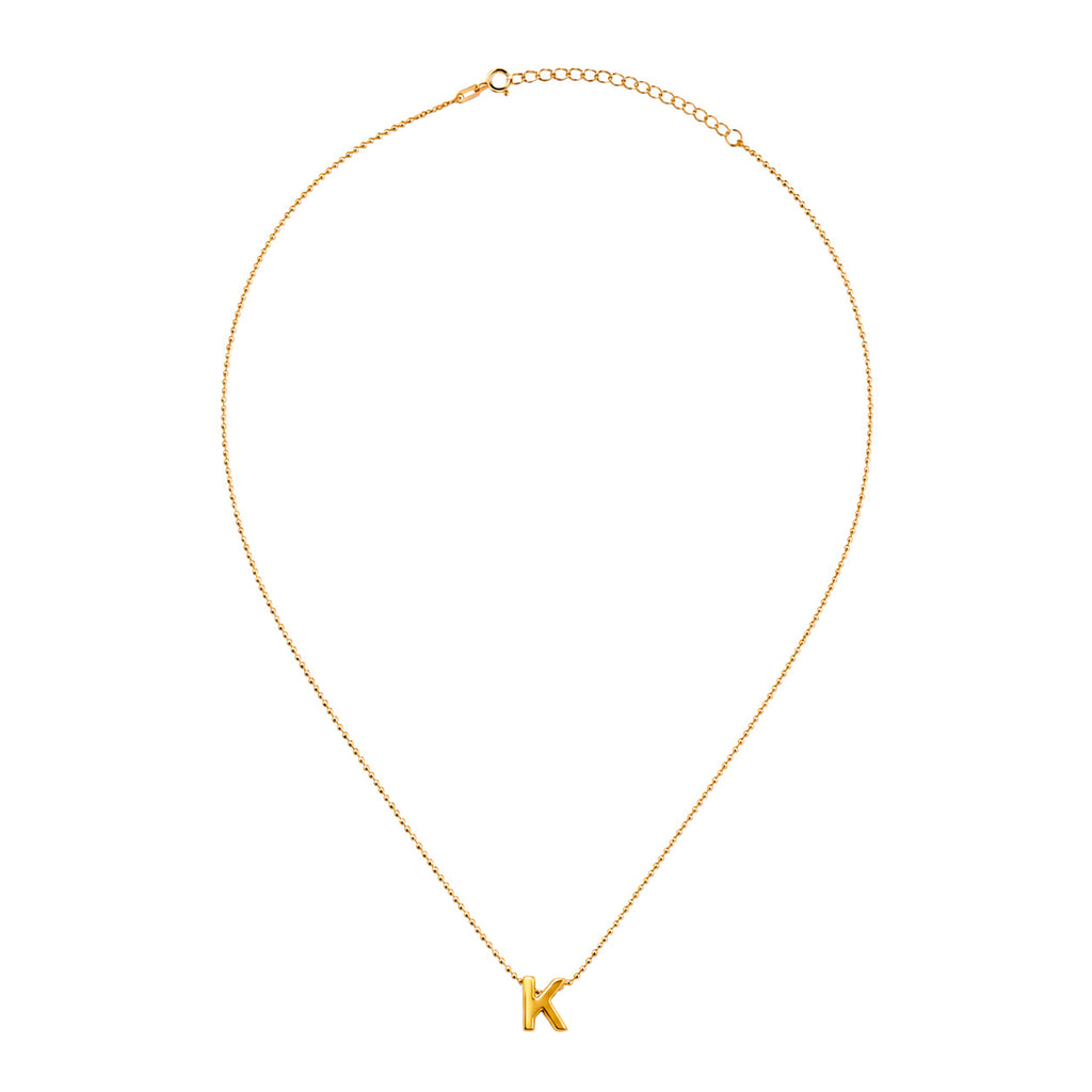 Collar Letra K Plata .925 con Baño de Oro 18K