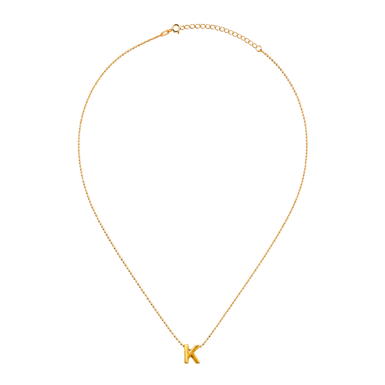 Collar Letra K Plata .925 con Baño de Oro 18K