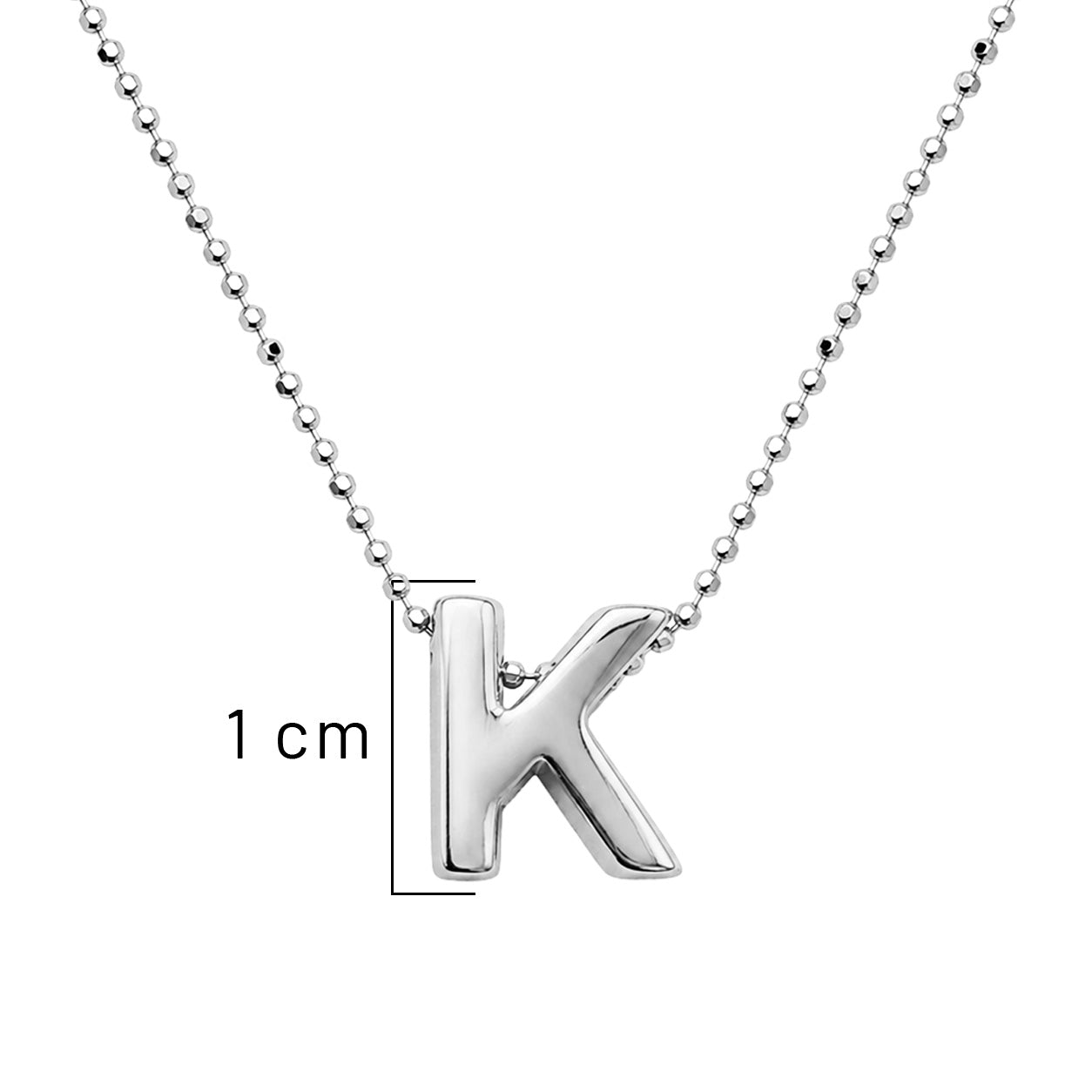 Collar Letra K Plata .925 con Baño de Rodio