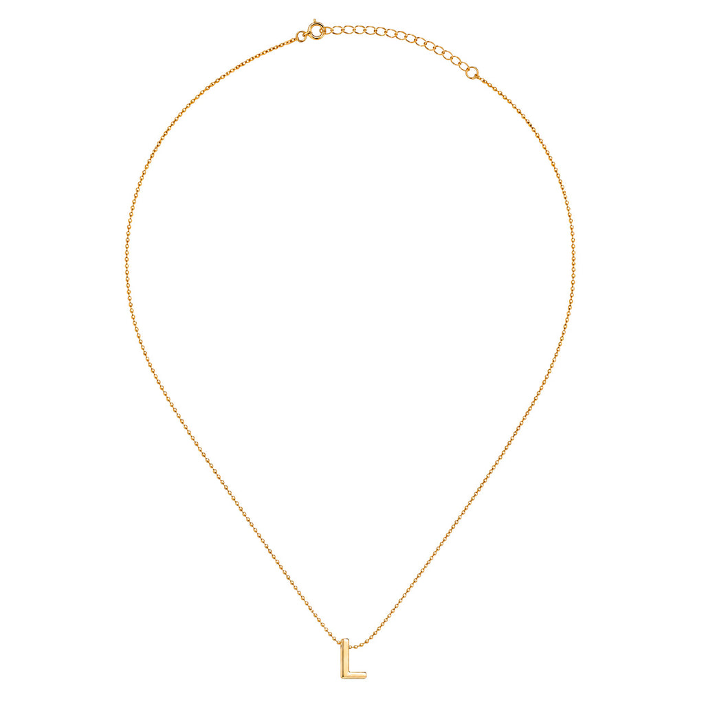 Collar Letra L Plata .925 con Baño de Oro 18K