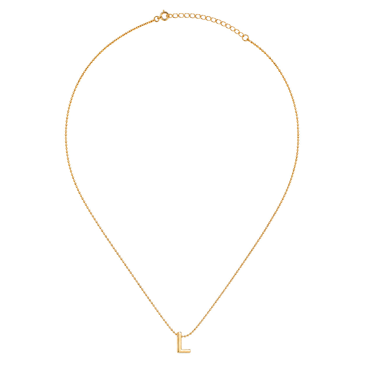 Collar Letra L Plata .925 con Baño de Oro 18K