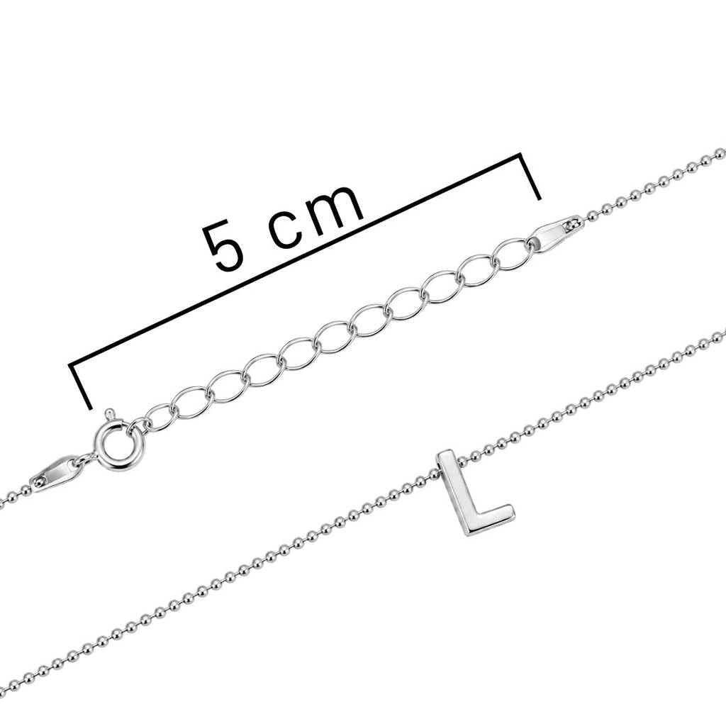 Collar Letra L Plata .925 con Baño de Rodio