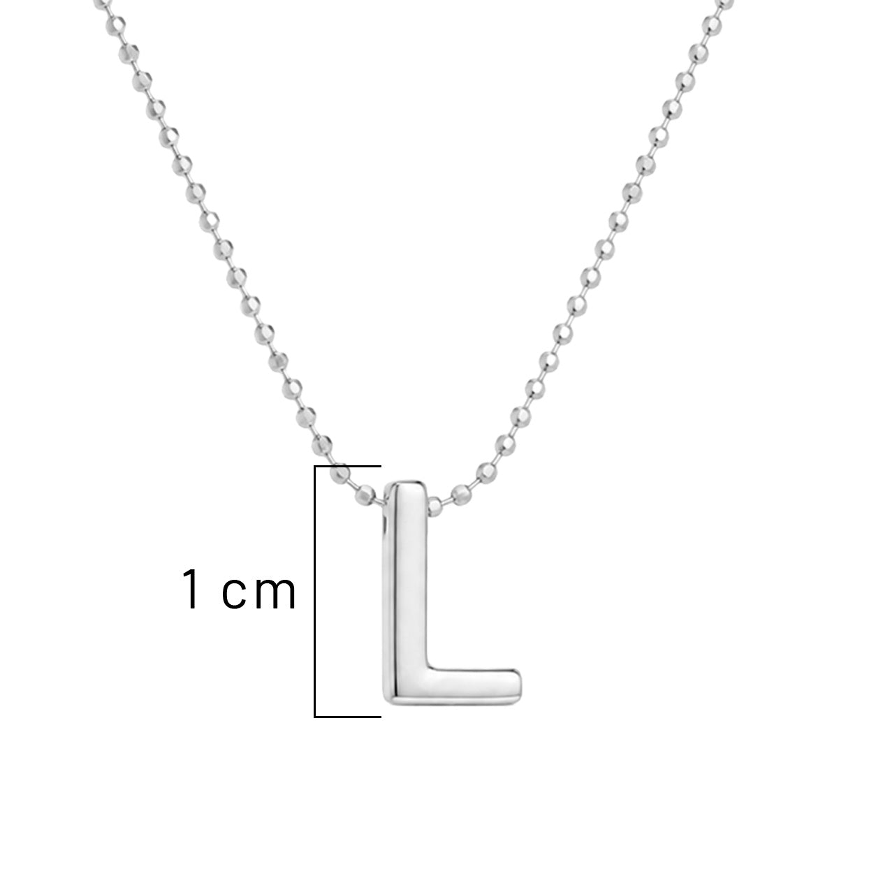 Collar Letra L Plata .925 con Baño de Rodio