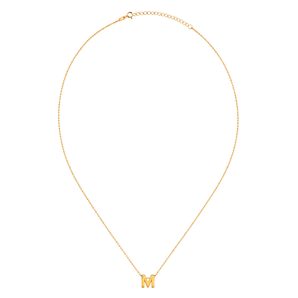 Collar Letra M Plata .925 con Baño de Oro 18K