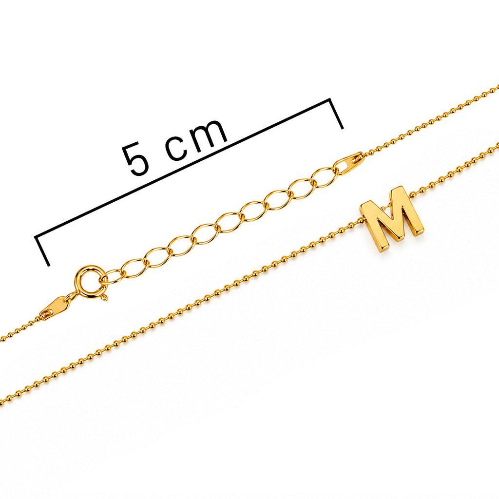 Collar Letra M Plata .925 con Baño de Oro 18K