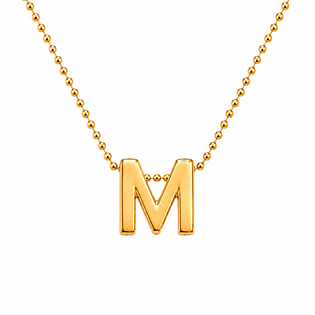 Collar Letra M Plata .925 con Baño de Oro 18K