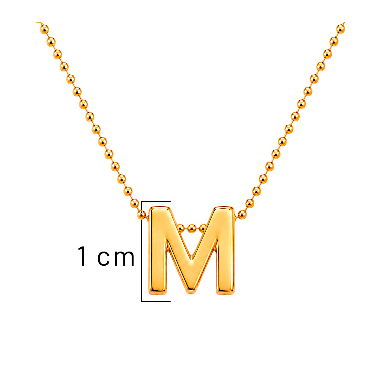 Collar Letra M Plata .925 con Baño de Oro 18K