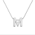 Collar Letra M Plata .925 con Baño de Rodio