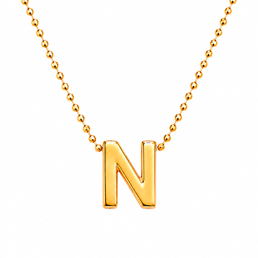 Collar Letra N Plata .925 con Baño de Oro 18K