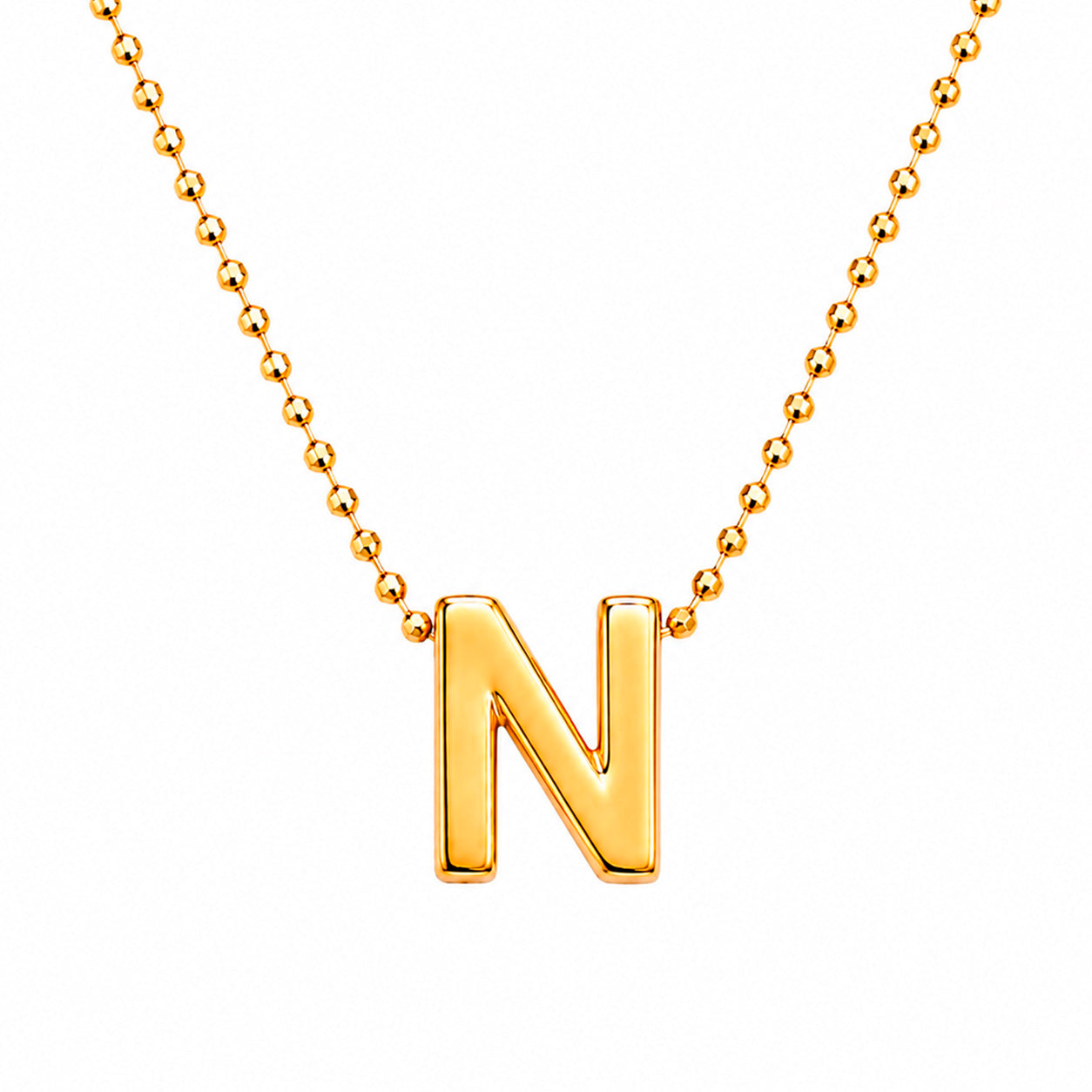 Collar Letra N Plata .925 con Baño de Oro 18K
