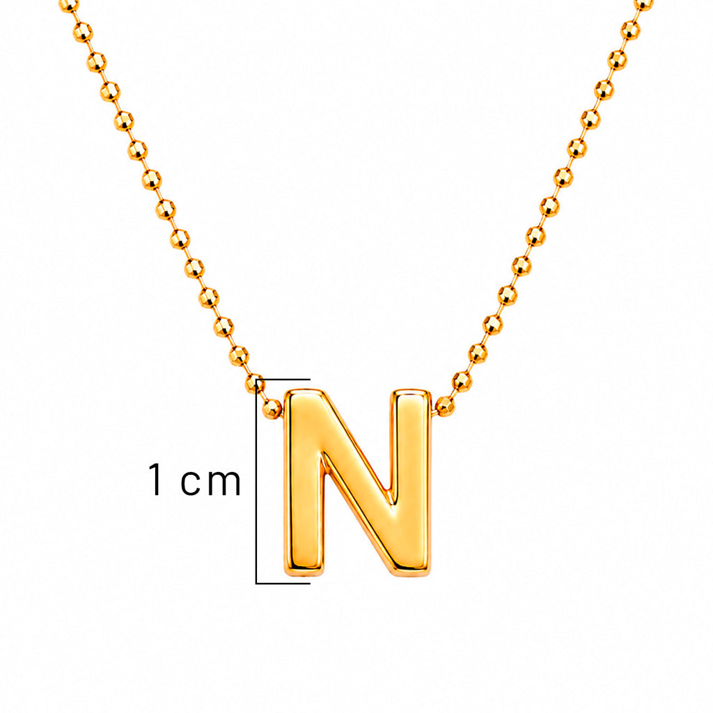 Collar Letra N Plata .925 con Baño de Oro 18K