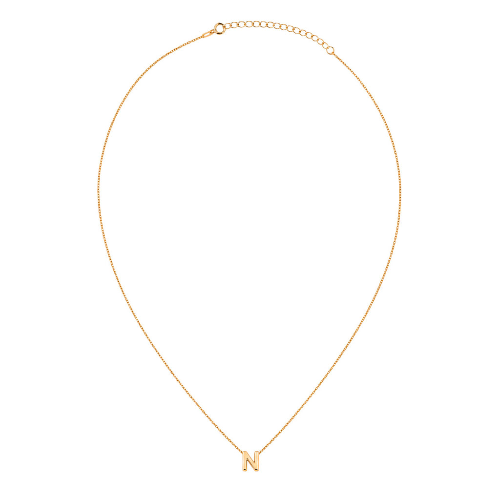 Collar Letra N Plata .925 con Baño de Oro 18K