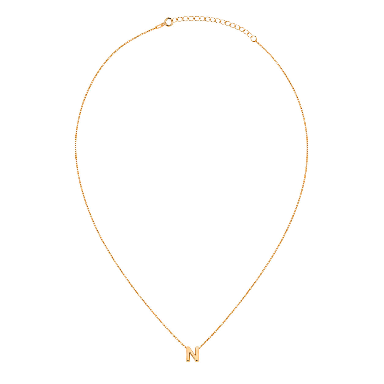 Collar Letra N Plata .925 con Baño de Oro 18K