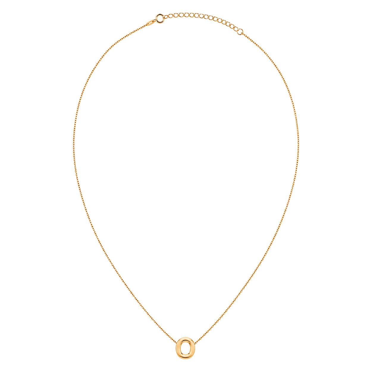 Collar Letra O Plata .925 con Baño de Oro 18K