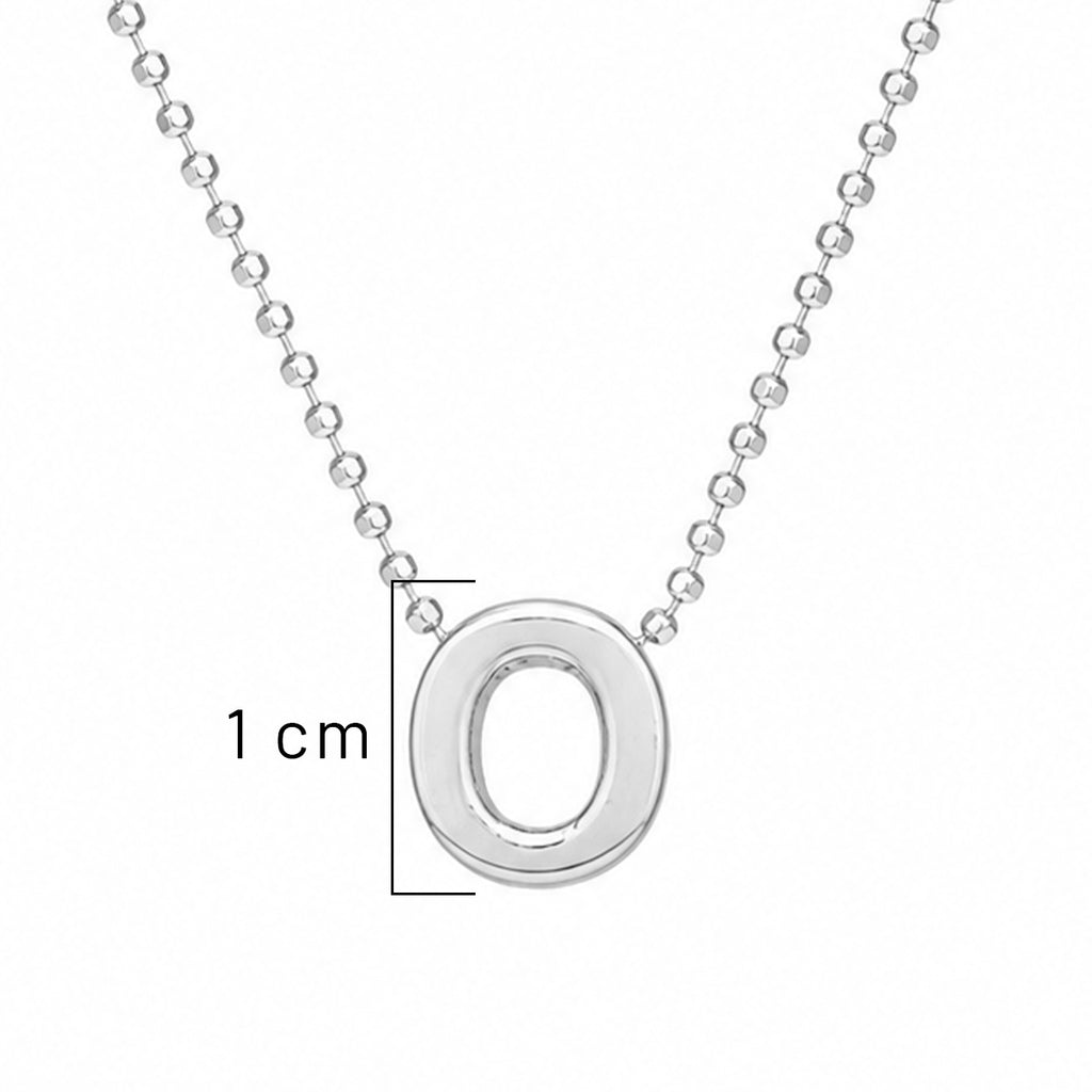 Collar Letra O Plata .925 con Baño de Rodio