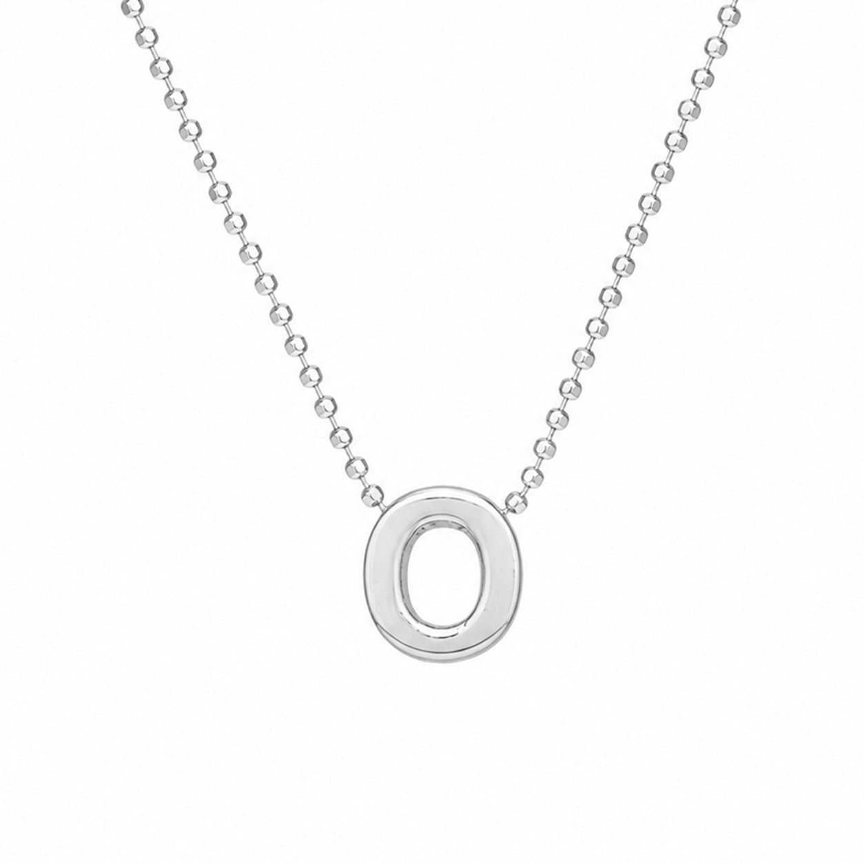 Collar Letra O Plata .925 con Baño de Rodio
