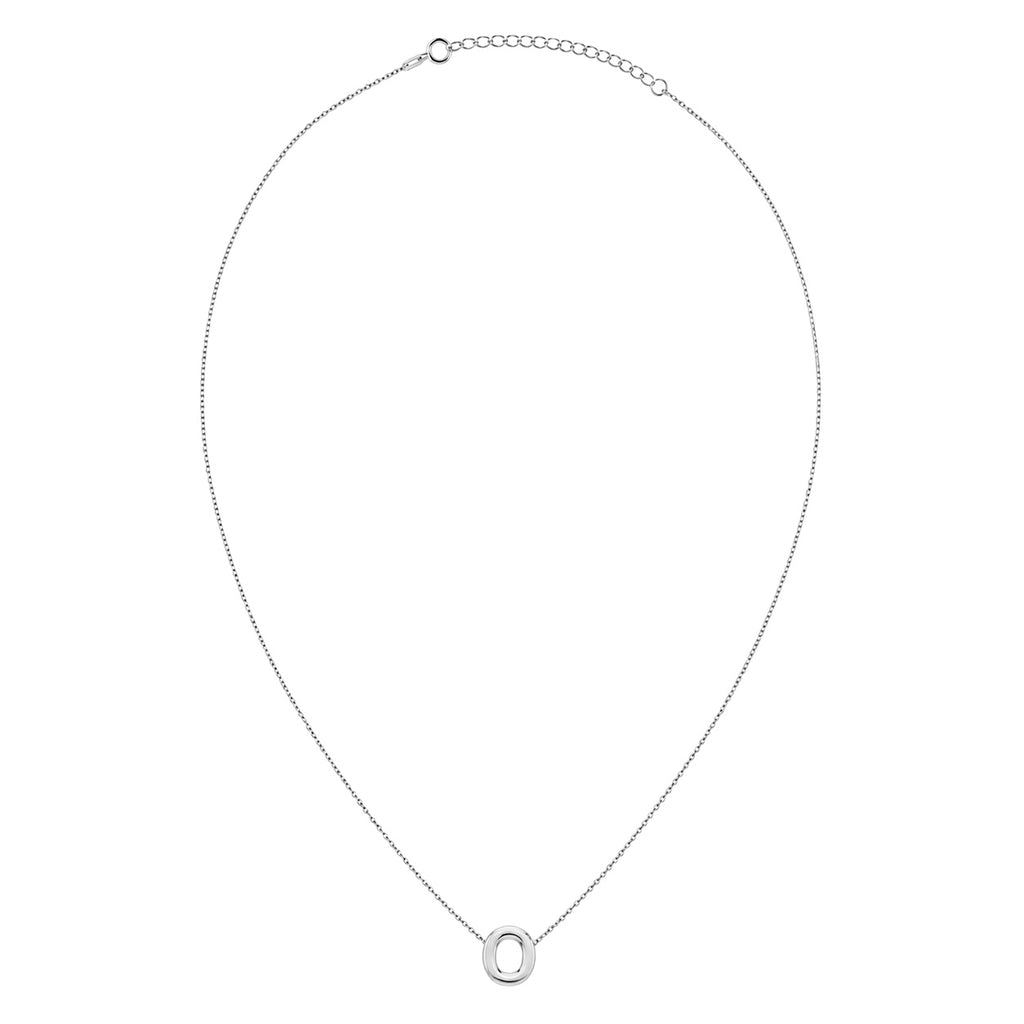 Collar Letra O Plata .925 con Baño de Rodio