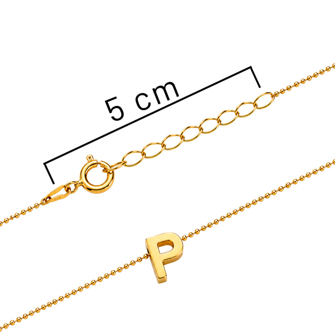 Collar Letra P Plata .925 con Baño de Oro 18K