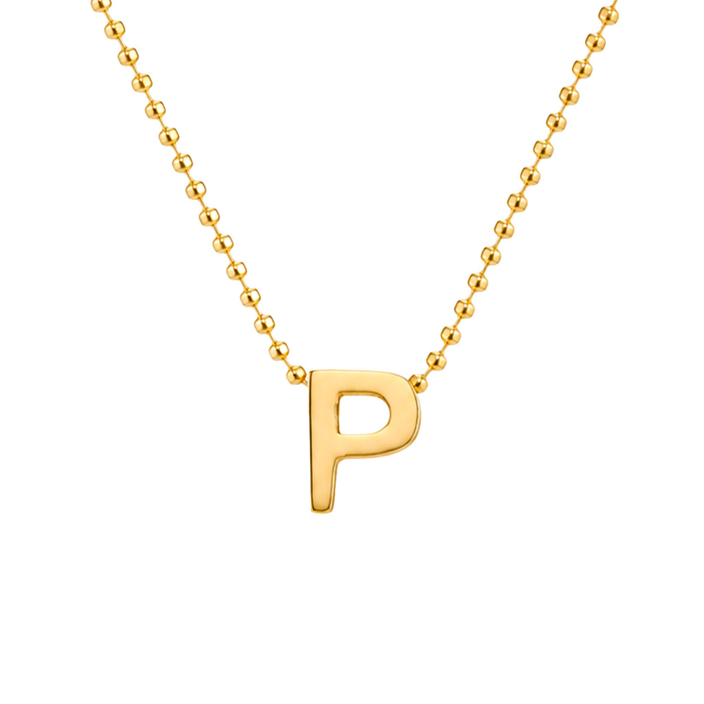 Collar Letra P Plata .925 con Baño de Oro 18K