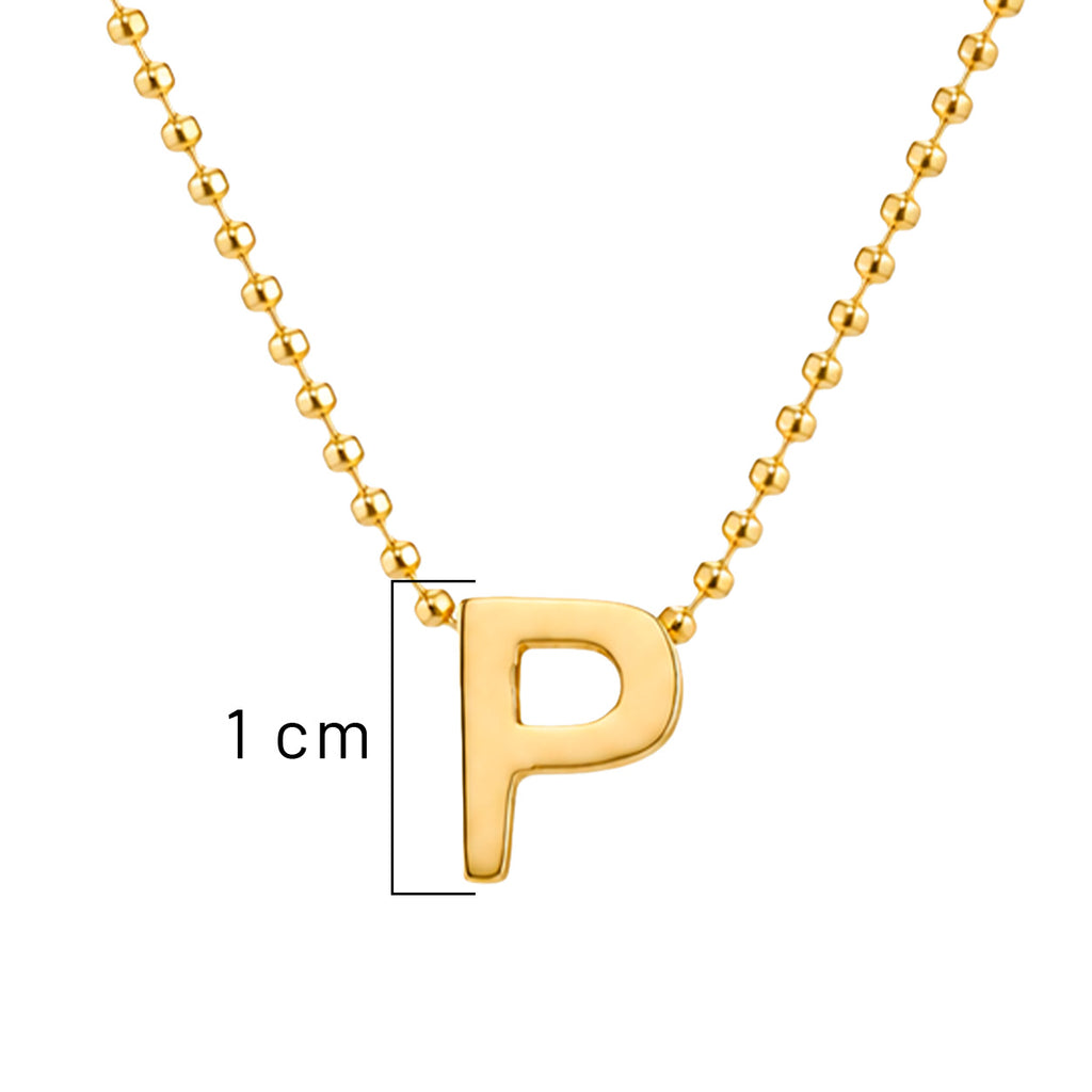Collar Letra P Plata .925 con Baño de Oro 18K