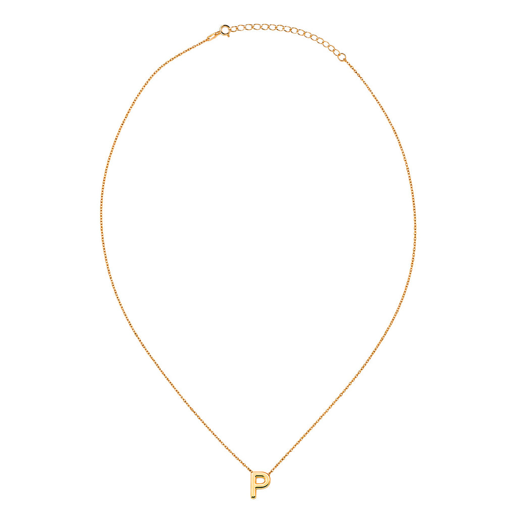 Collar Letra P Plata .925 con Baño de Oro 18K