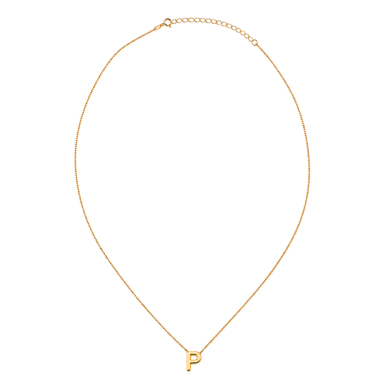 Collar Letra P Plata .925 con Baño de Oro 18K