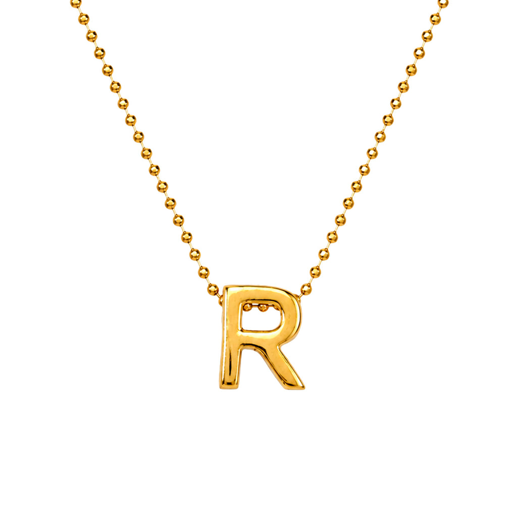 Collar Letra R Plata .925 con Baño de Oro 18K