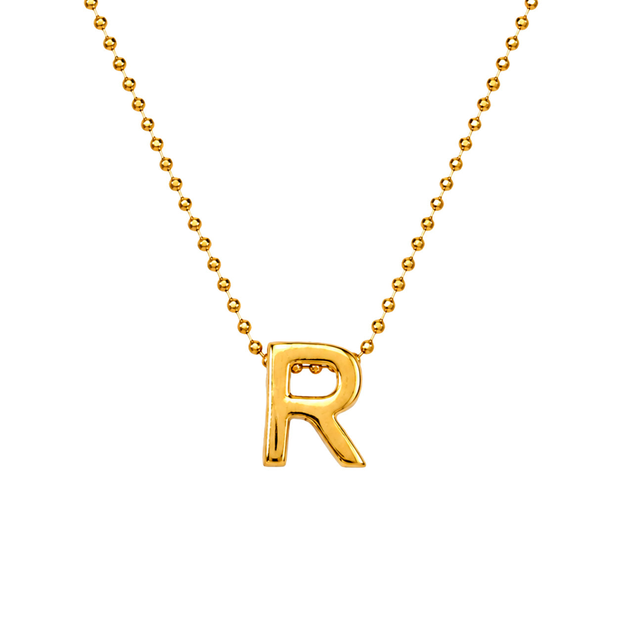 Collar Letra R Plata .925 con Baño de Oro 18K