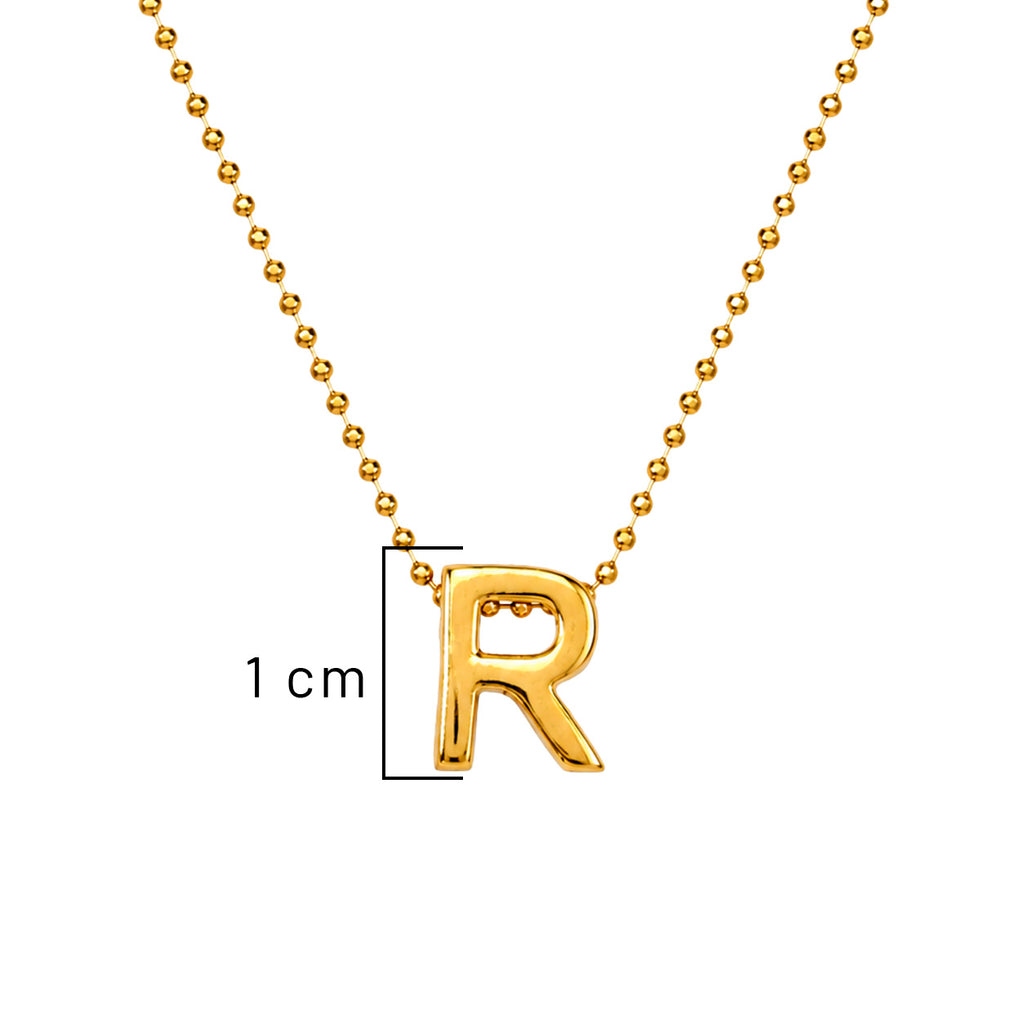 Collar Letra R Plata .925 con Baño de Oro 18K