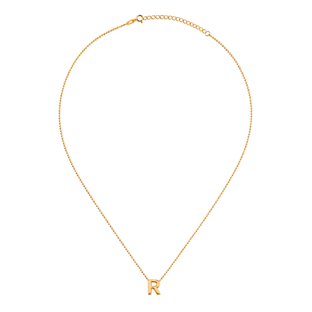 Collar Letra R Plata .925 con Baño de Oro 18K