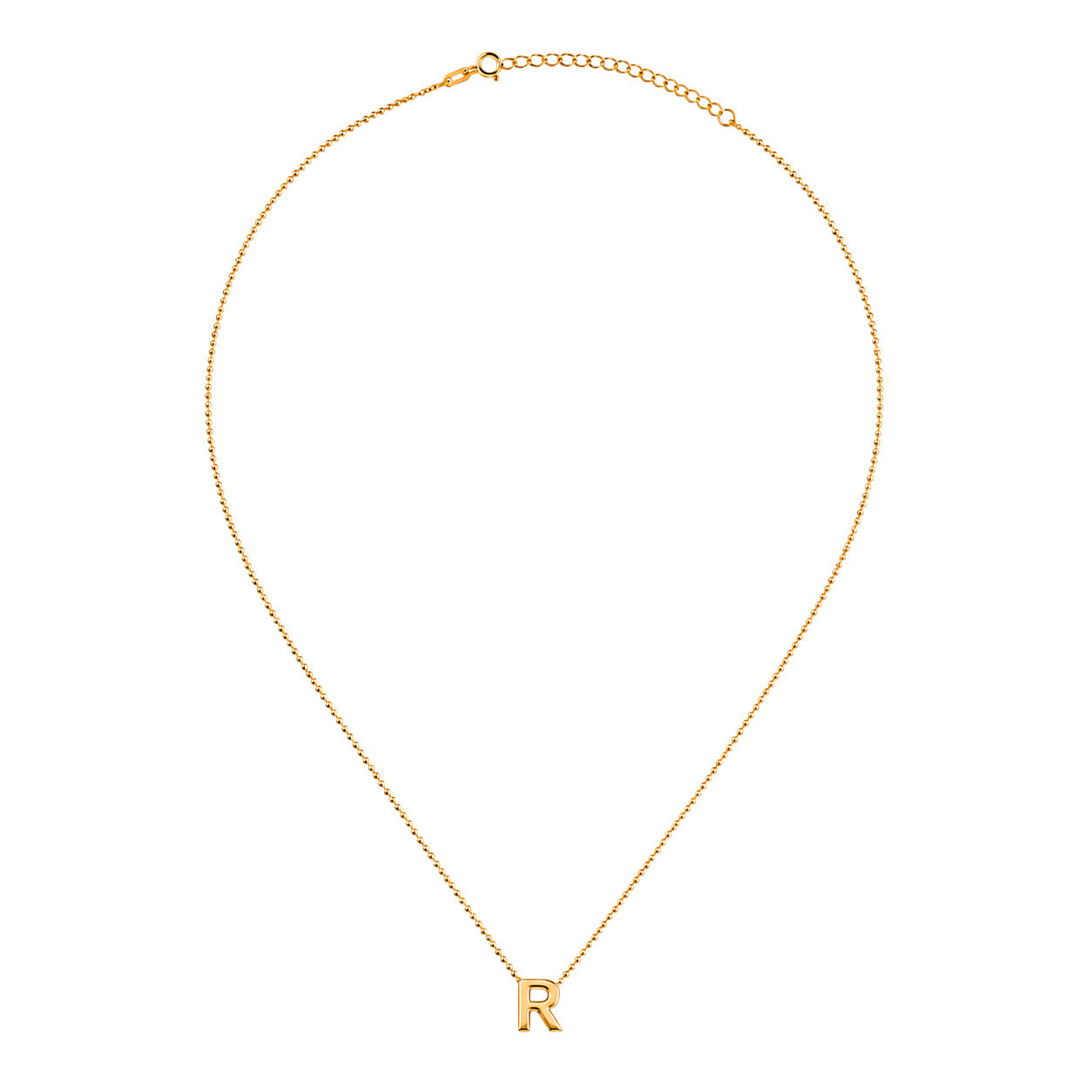 Collar Letra R Plata .925 con Baño de Oro 18K