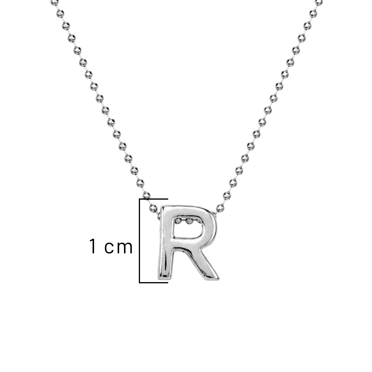 Collar Letra R Plata .925 con Baño de Rodio