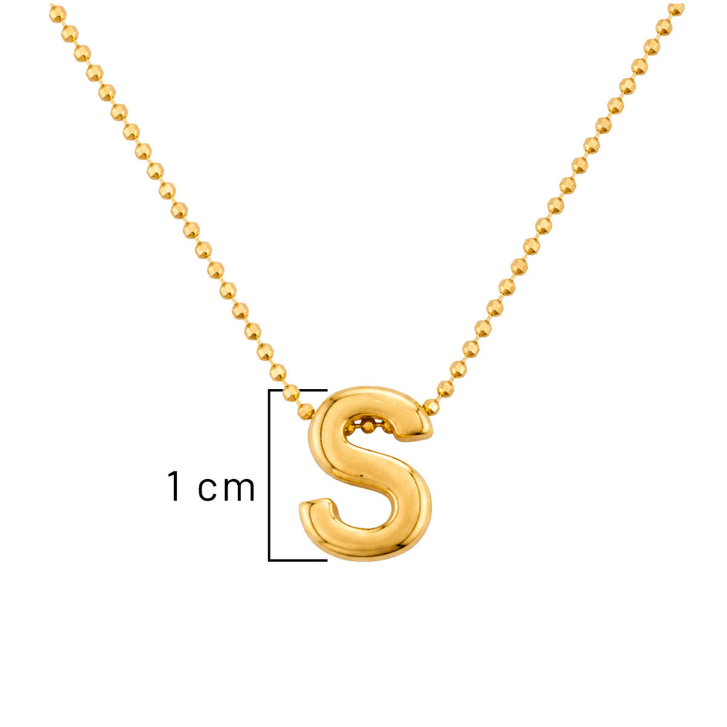 Collar Letra S Plata .925 con Baño de Oro 18K