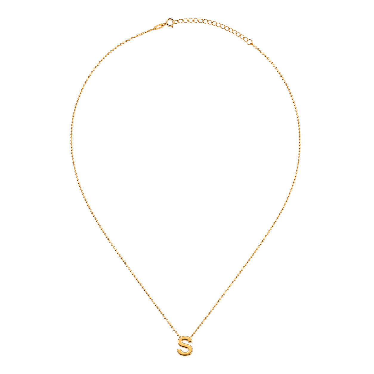 Collar Letra S Plata .925 con Baño de Oro 18K