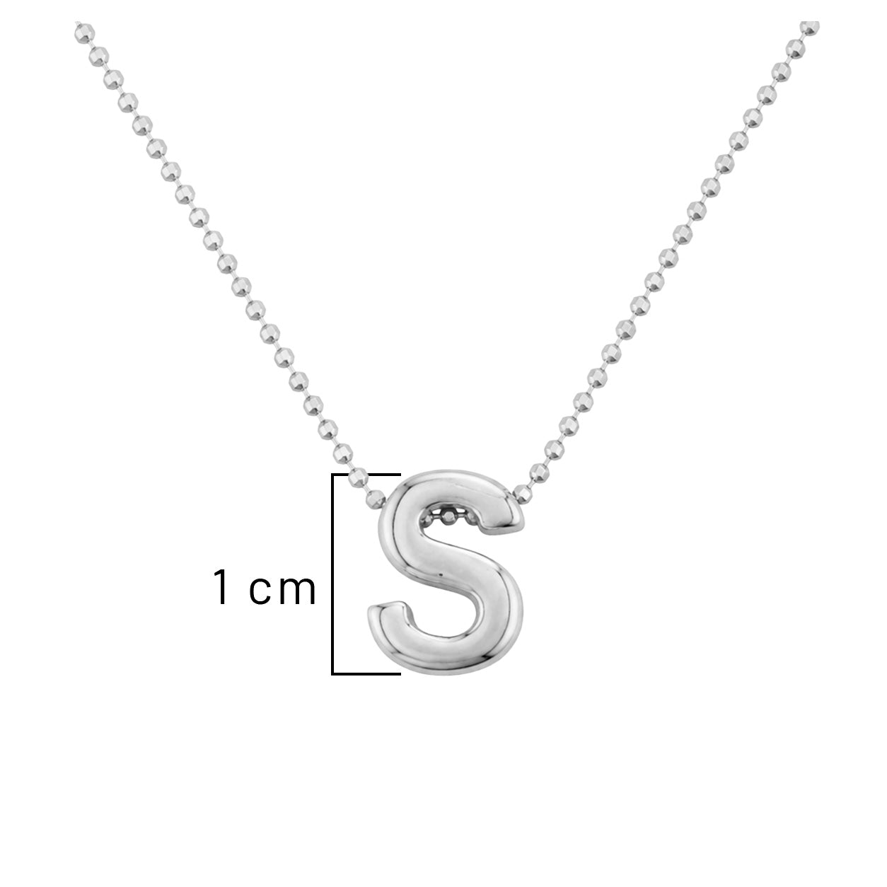 Collar Letra S Plata .925 con Baño de Rodio