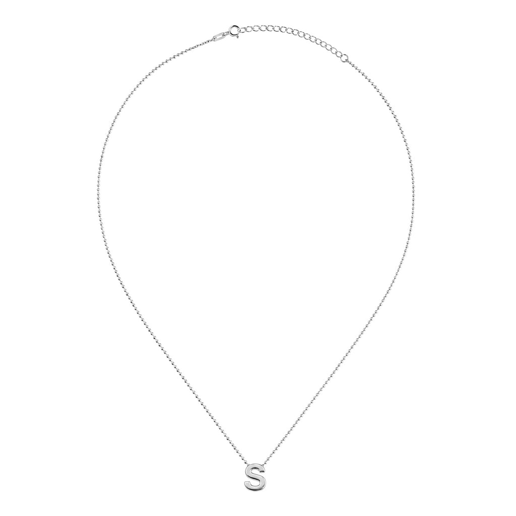 Collar Letra S Plata .925 con Baño de Rodio