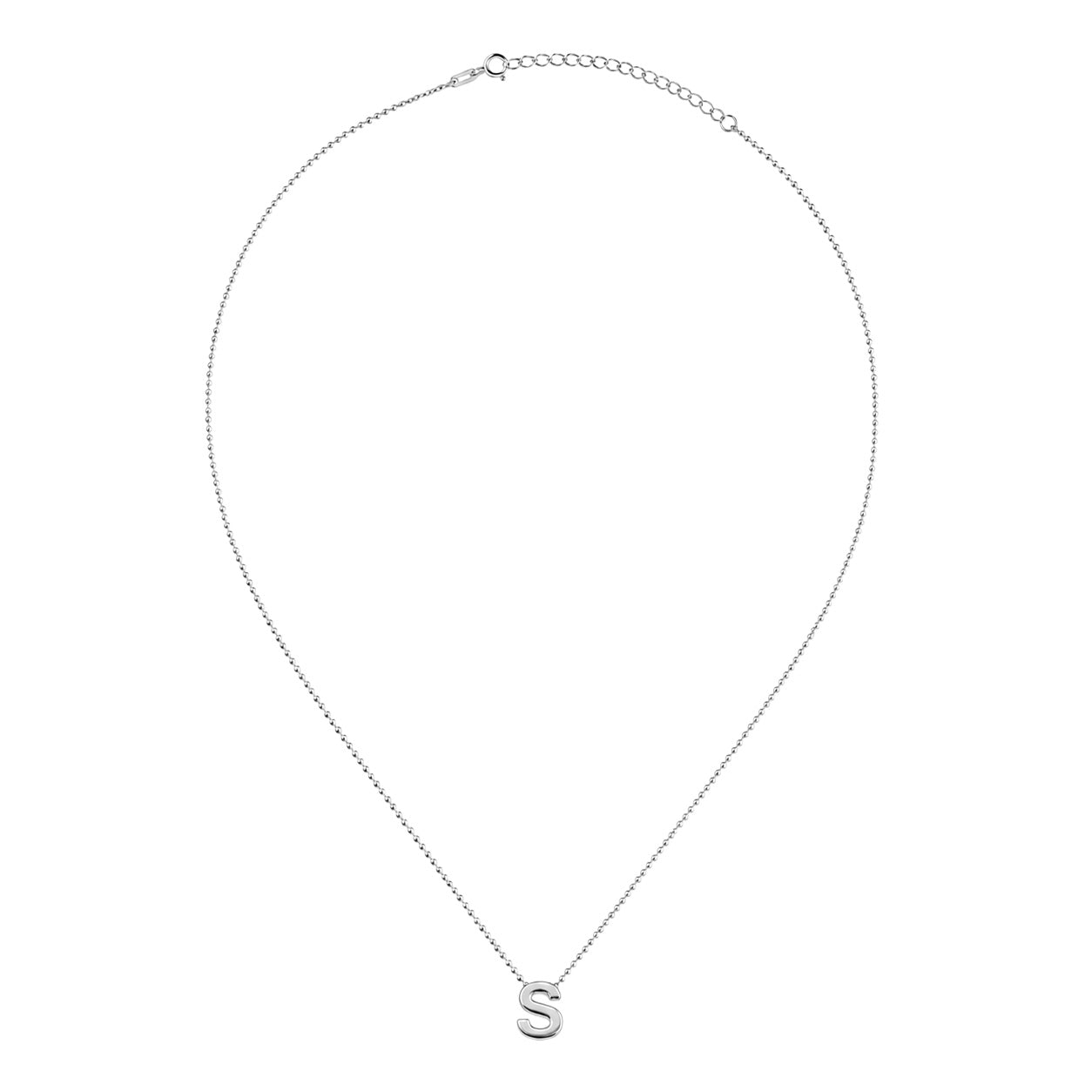 Collar Letra S Plata .925 con Baño de Rodio