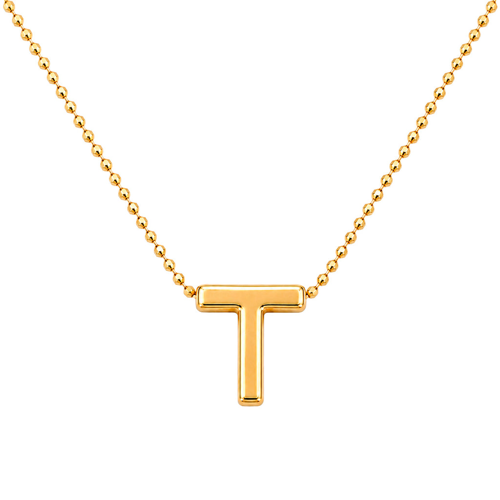 Collar Letra T Plata .925 con Baño de Oro 18K