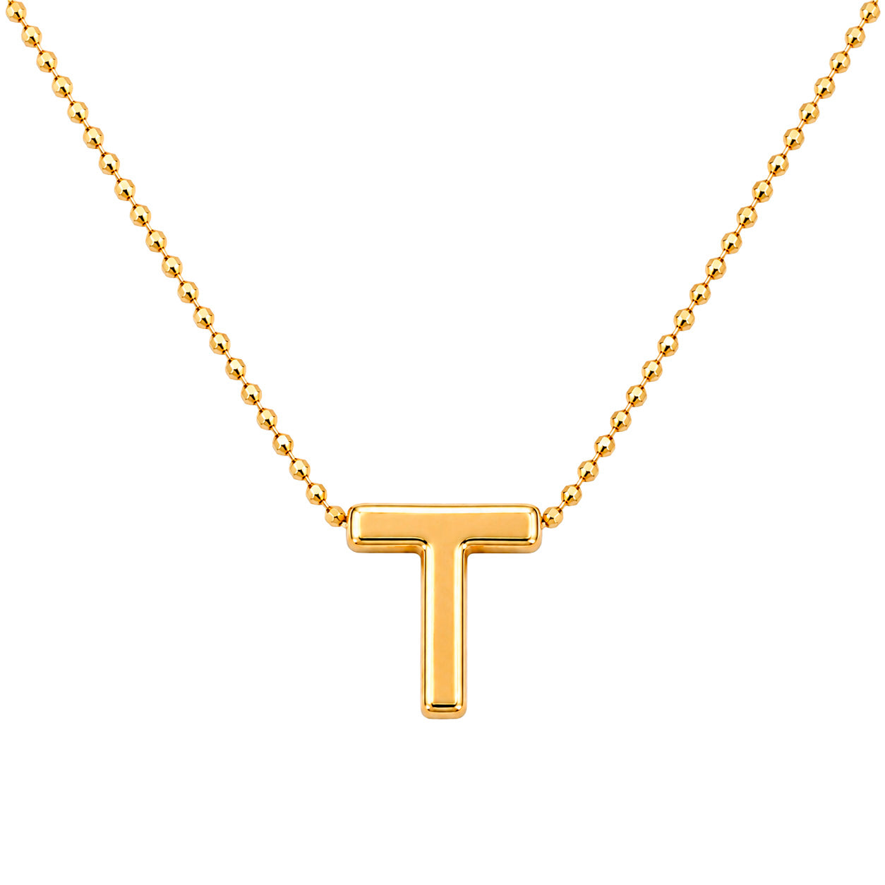 Collar Letra T Plata .925 con Baño de Oro 18K