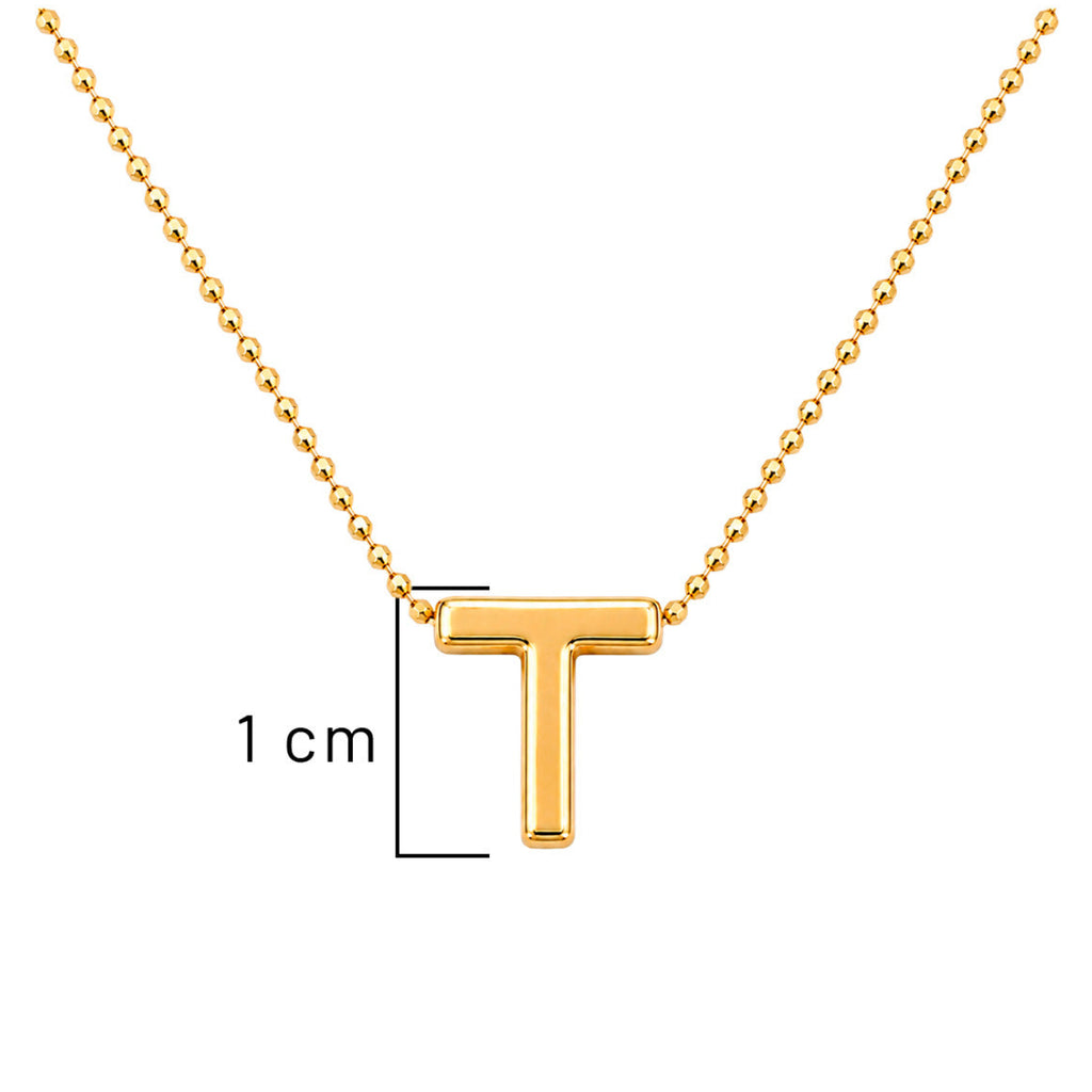 Collar Letra T Plata .925 con Baño de Oro 18K