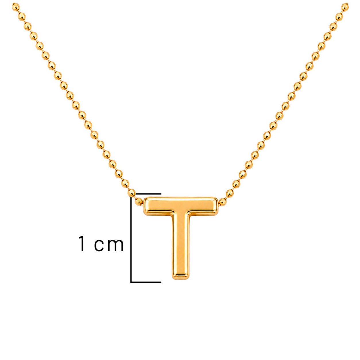 Collar Letra T Plata .925 con Baño de Oro 18K