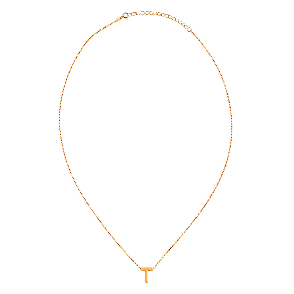 Collar Letra T Plata .925 con Baño de Oro 18K