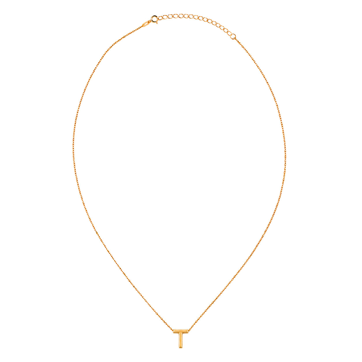 Collar Letra T Plata .925 con Baño de Oro 18K