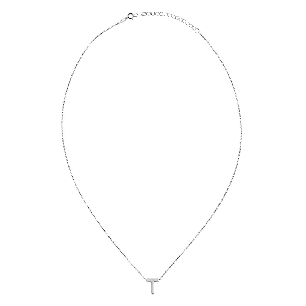Collar Letra T Plata .925 con Baño de Rodio