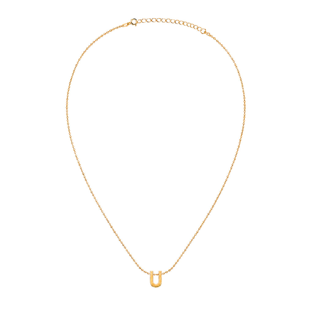 Collar Letra U Plata .925 con Baño de Oro 18K